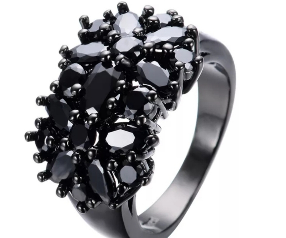Copy Women's Black Cluster Cocktail Ring